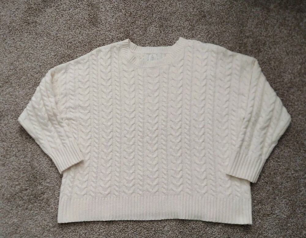 Joie Women's Ivory Cable Knit Sweater Size 1X